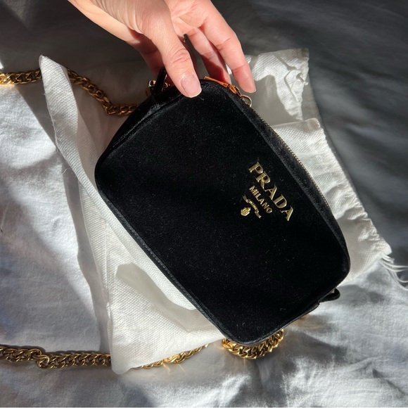 AUTHENTIC Prada Velluto Velvet with Chain Handbag - Picture 5 of 10